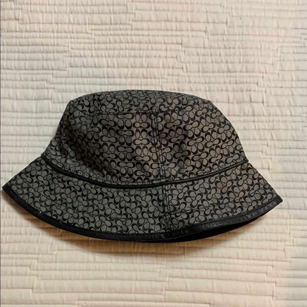Coach Signature Jacquard Bucket Charcoal Hat SZ P/S Designer Sporty Outdoors